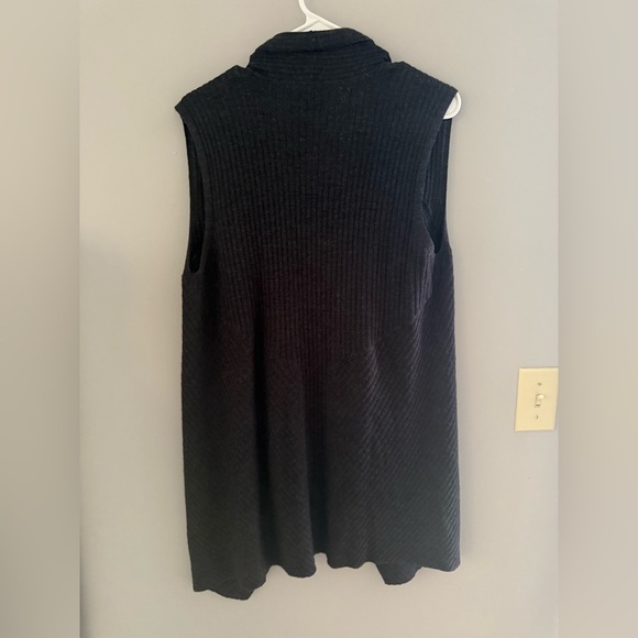 Eileen Fisher Womens Charcoal Grey Crepe Sweater Vest Cardigan SZ MD Textured - Picture 5 of 7